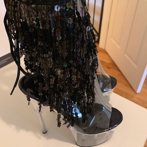 Pleaser booties w tassels brand new never worn